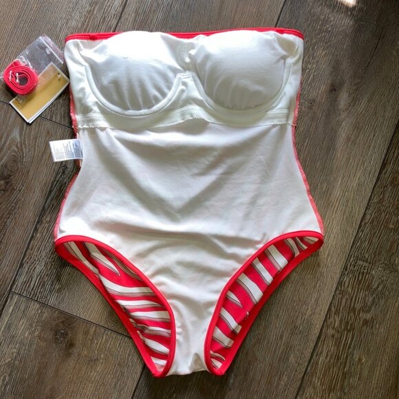 NWT Michael Kors Bandeau One-Piece Swimsuit in Zebra Print Size 10 - Picture 9 of 10
